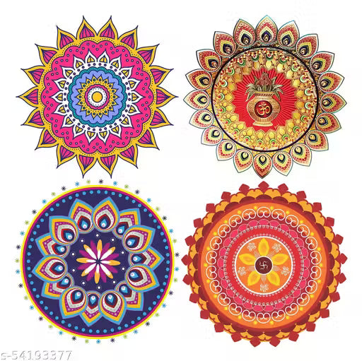Advait Designs - Decorative Rangoli Combo Wall Sticker (PVC Vinyl, Color:- Multicolor, Size:- 61 Cm X 61 Cm)